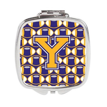 CAROLINES TREASURES Letter Y Football Purple and Gold Compact Mirror CJ1064-YSCM